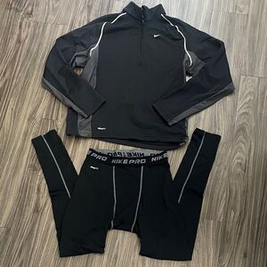 Nike Black and Gray Pro Thermal Training Set